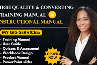 create online course content, training manual, user manual, workbook