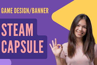 do steam capsule, concept art, character design, illustration, banner for game