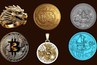 create a custom 3d coin, das relief model, challenge coin, medallion, ring stl