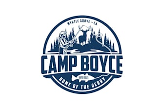 design amazing original fishing camp and t shirt logo