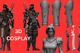 sculpt quality printable 3d cosplay armor, weapon, costume for 3d printing