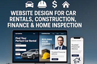 design car rental, construction, financial advisor, home inspection website