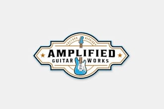 design guitar repair shop and service logo