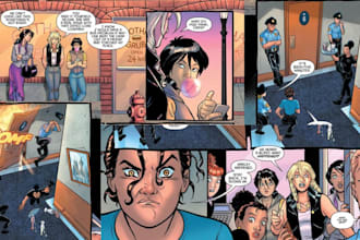 do superhero action comic page storyboard indie comic artist, webcomic webtoon