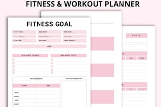 design workout planners,diet trackers, fitness guides, weight loss trackers