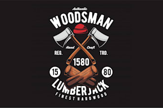 do hand drawn forest lumberjack woodcutter vintage logo