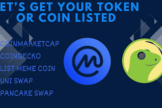list the crypto token,coin listing on coinmarketcap, coingecko,top exchange site