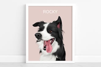 draw your cat, dog, or any pet into cartoon vector portrait
