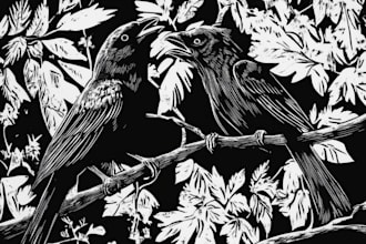 create artistic linocut illustration in my style