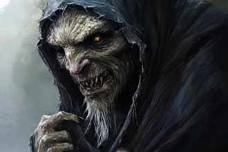 do scary horror creature and fantasy character concept art