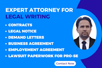 draft contracts, legal notices, demand letters, and lawsuit documents