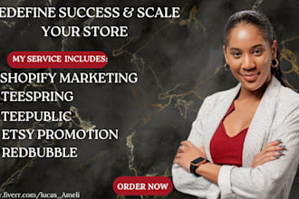 do redbubble, teepublic, teespring, etsy store promotion and shopify marketing