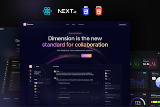 create modern nextjs, reactjs landing page website using html css tailwindcss
