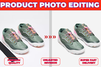 edit shoe photos for ecommerce, remove background,add shadow