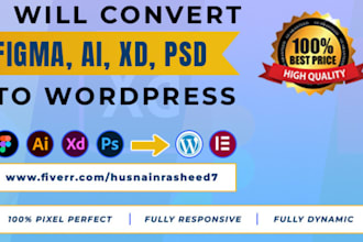 convert figma and PSD designs to wordpress with elementor, acf and divi
