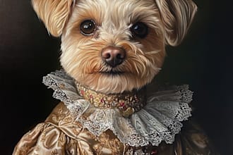 create digital pet watercolor portrait image of dog,