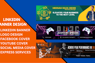 make eye catching linkedin, youtube, and facebook banners