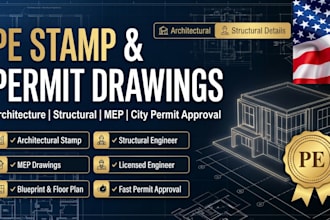 draw stamp architecture, structure, mep drawings for city permits with pe stamp