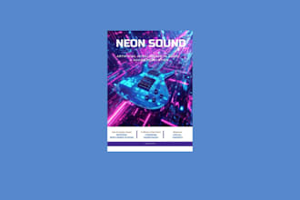 futuristic ai magazine and cyberpunk brochure