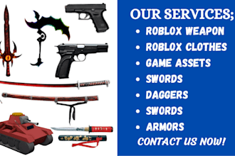 model 3d roblox weapons, accesssories, ugc items, guns and swords