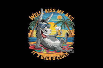 do creative donkey drinking beer vintage logo within two day