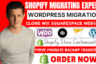 migrate wix, squarespace, wordpress, bigcommerce, magnento to shopify store