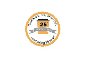 create a modern cafe brand anniversary logo design
