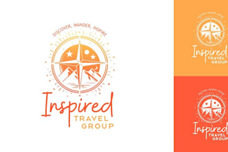 design an adventure, travel, and emblem logo