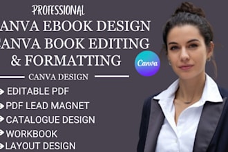 canva ebook design, formatting, lead magnet journal, workbook, layout design