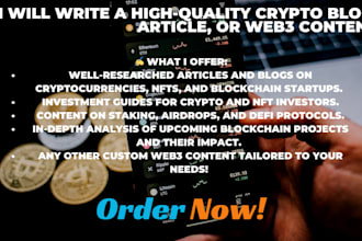 write a high quality crypto blog, article, or web3 content