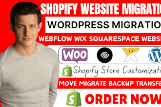 migrate wix, wordpress, squarespace, ecwid magnento, webflow to shopify store