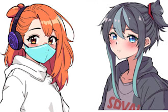 draw anime art style, fanart, original character, vtuber, manga illustration