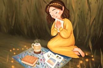 create children story book illustration watercolor