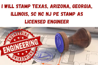 stamp texas, arizona, georgia, illinois, sc nc nj pe stamp as licensed engineer