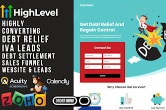 design converting debt relief landing page debt relief website debt sales funnel