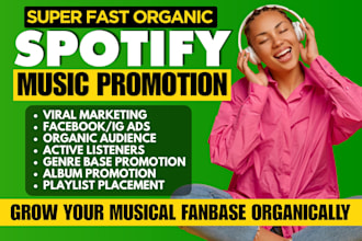 promote your spotify music, organic music, itunes  album to increase listener
