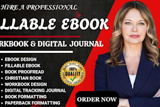 proofread, edit, format fillable ebook, digital tracking journal, workbook