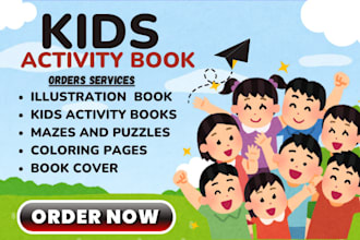 illustrate kids activity books, mazes, puzzles, coloring pages and book cover
