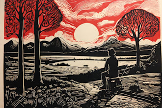create an artistic linocut illustration in my own style