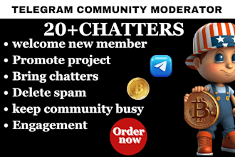 do social media, telegram community manager, discord moderator, bring chatters