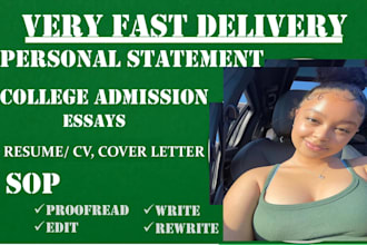 personal statement, admission essays, resume, CV, sop, letter of intent