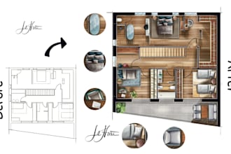 draw a professional 2d floor plan using procreate