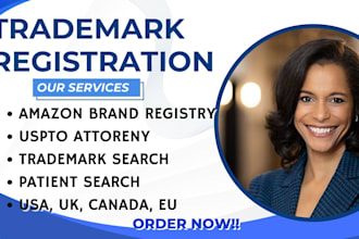 be your US UK trademark registration attorney at uspto, amazon brand registry