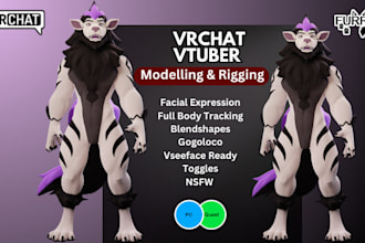 do 3d furry nsfw vrchat avatar and vtuber model for vseeface vrm, PC, quest ffiv