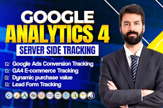 setup ga4 ecommerce tracking, server side tracking shopify wordpress wix magento