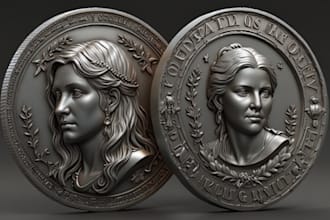 sculpt printable coin cnc design crypto coin 3d medallion 3d bas relief 3d coin
