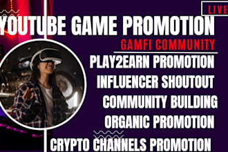 promote youtube gamfi p2e crypto game organic channel promotion USA subscriber
