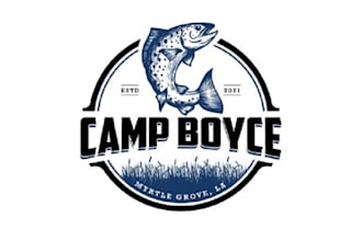 design outstanding monogram fishing camp logo