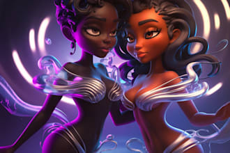 create 3d ai image generator, midjourney ai art cartoon character portrai