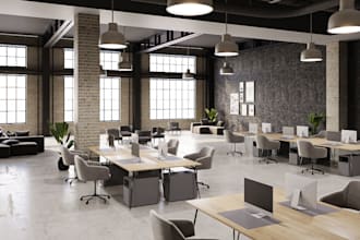 renovate 3d office interior, render cgi commercial meeting room,workspace design